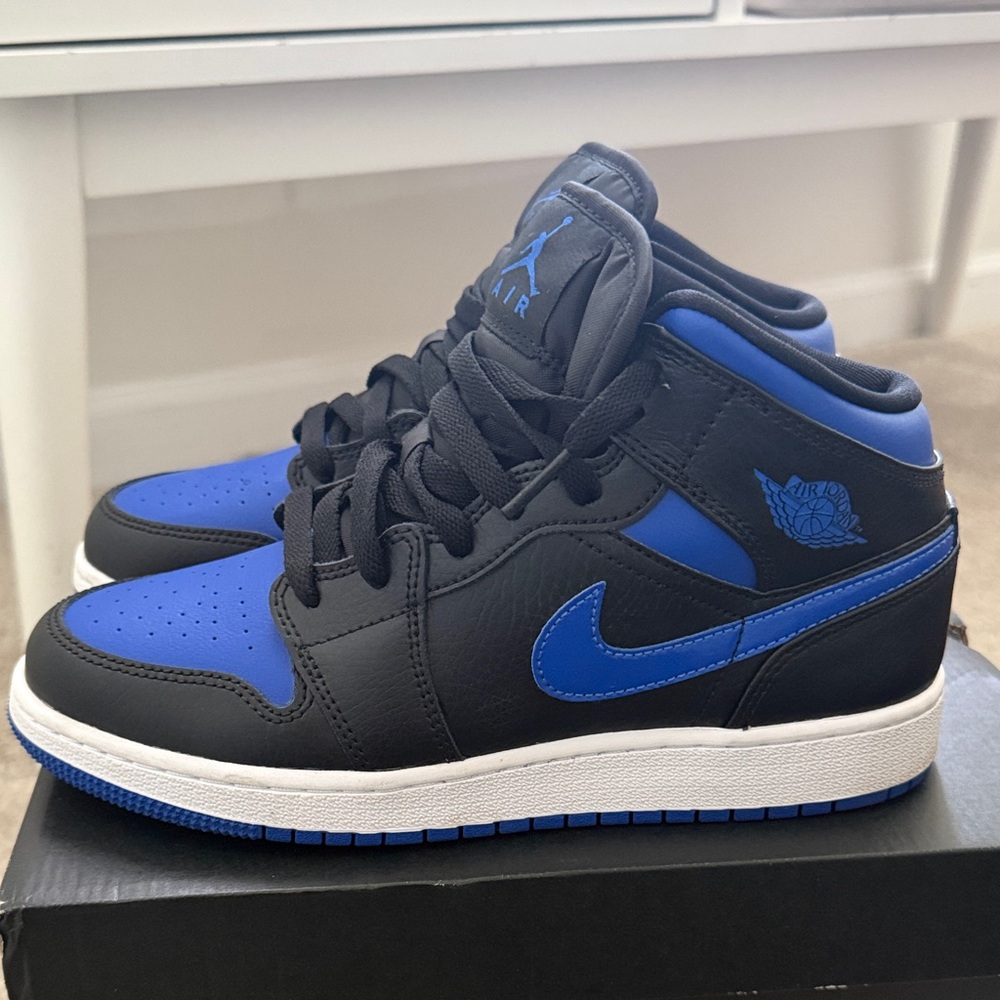 Nike Air Jordan 1 Mid Black and Royal Blue